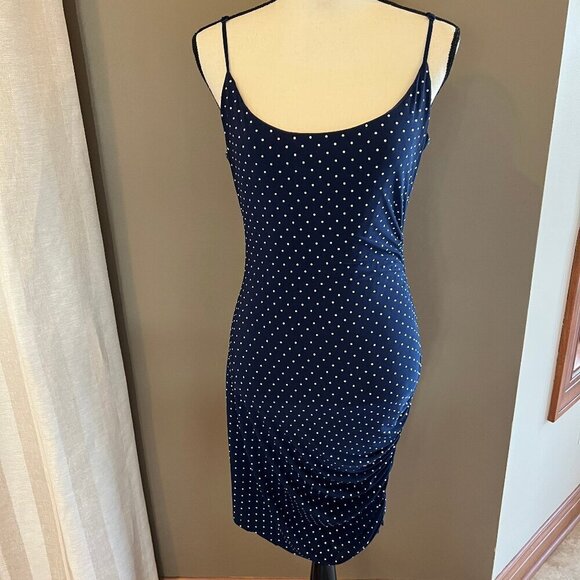 Dance All Night Rhinestone Navy Blue Mini Dress, Size Medium - Picture 1 of 9